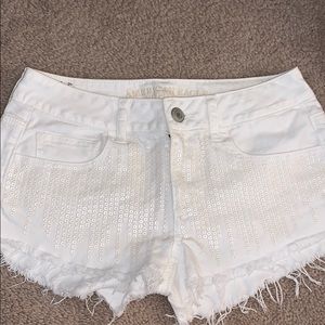 American Eagle white jean shorts